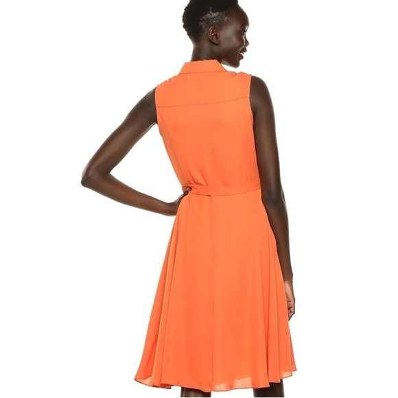 NANETTE LEPORE Fire Starter Orange Pintucked Sleeveless Shirtdress Size 6 - Picture 8 of 14